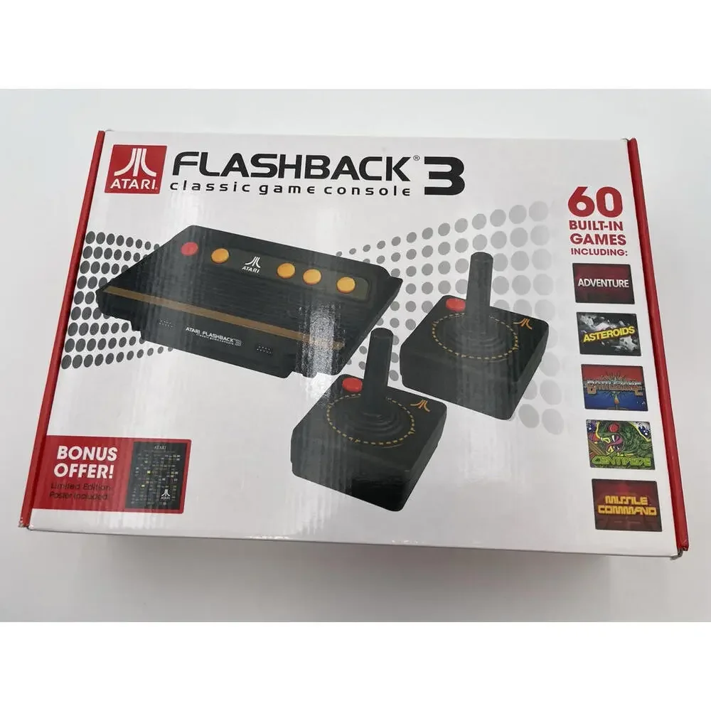 Atari Flashback 3 Classic Black Game Console 60 Game Edition NEW OPEN‎ BOX